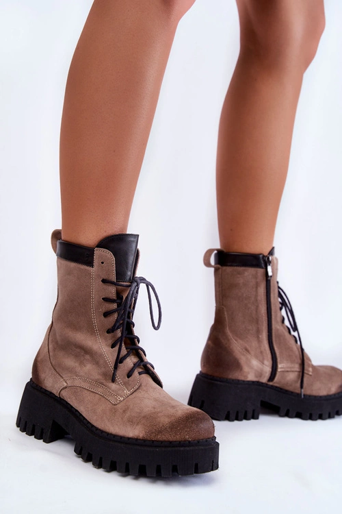 Klasyczne Zamszowe Ocieplane Botki Brązowe Lemar Caima