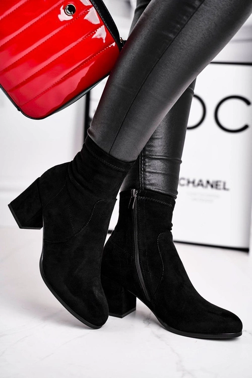 Botki Damskie Czarne Zamszowe Merducio