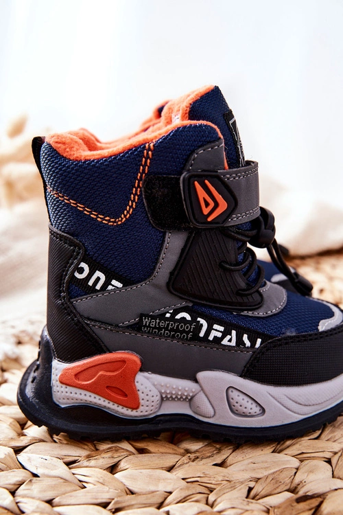 Ocieplane Botki Na Rzep Granatowo-Szare Darel