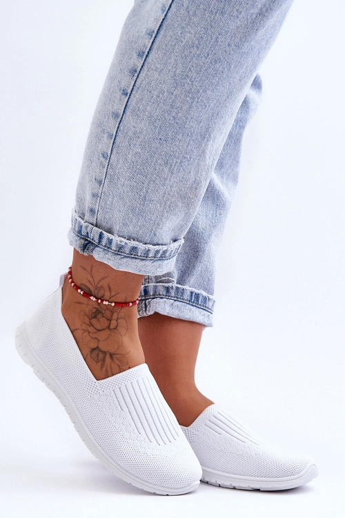 Damskie Trampki Tenisówki Wsuwane Białe Lento