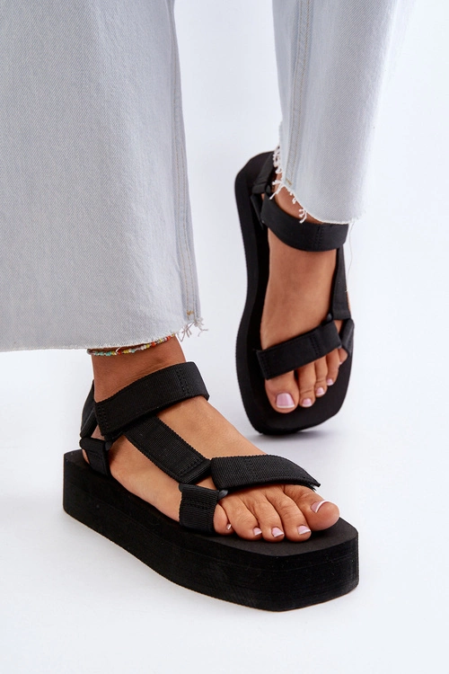 Sandały Damskie Na Platformie Czarne Edireda