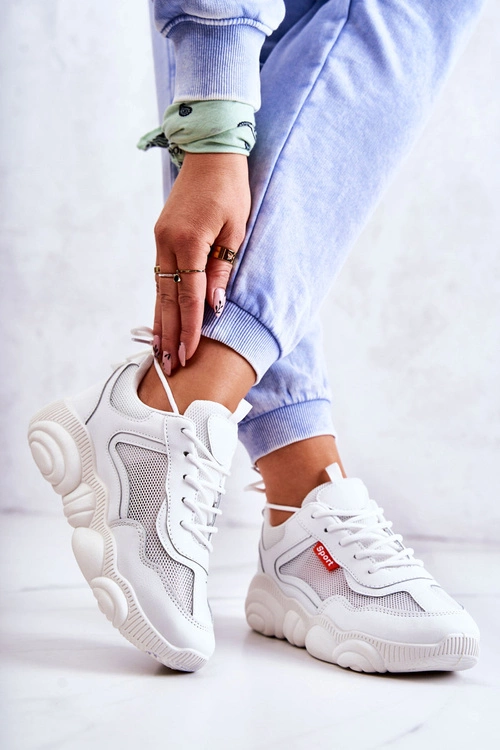 Damskie Sneakersy Buty Sportowe Z Siateczką Białe Sallis