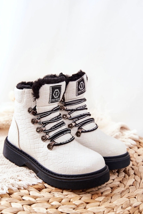 Dziecięce Ocieplane Futerkiem Botki Białe Doreen