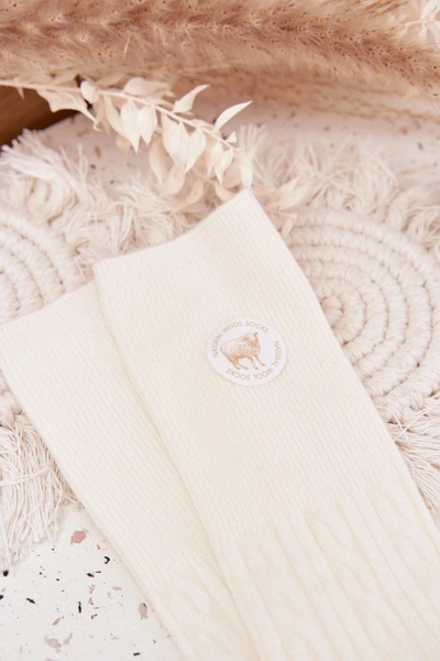 Długie Wełniane Skarpetki Damskie Ecru