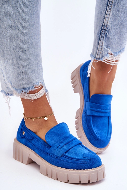 Damskie Zamszowe Wsuwane Półbuty Niebieskie Fiorell