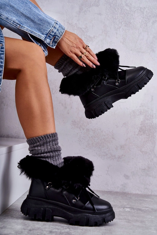 Ocieplane Botki Trapery Czarne Charles