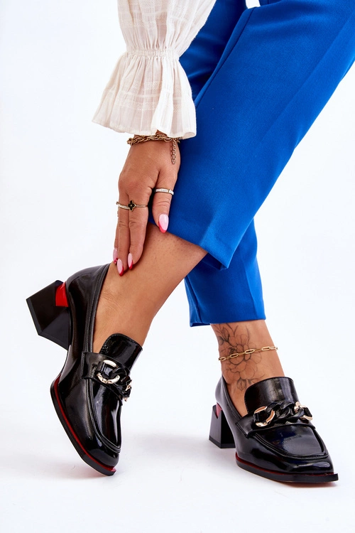 Wygodne Czółenka Na Niskim Obcasie Czarne Valenti