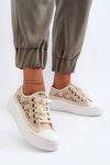 Koronkowe Trampki Damskie Lee Cooper LCW-23-44-1620 Beżowe