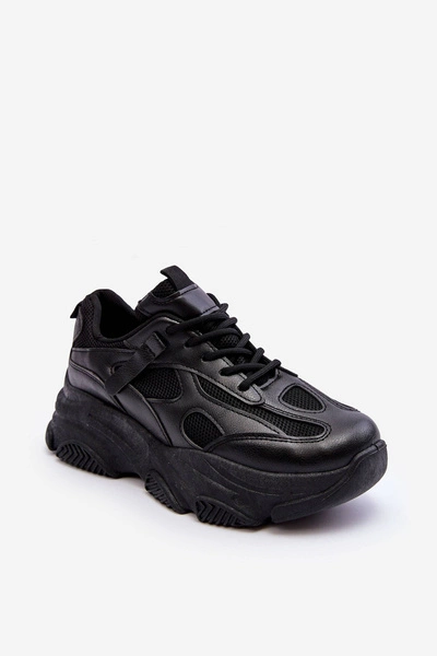 Sneakersy Damskie Na Masywnej Platformie Czarne Agnenia