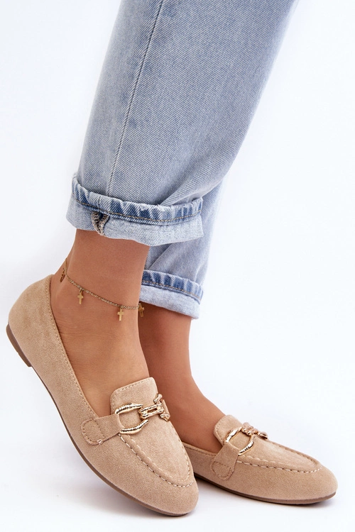 Damskie Mokasyny Z Ozdobą Beżowe Ghana