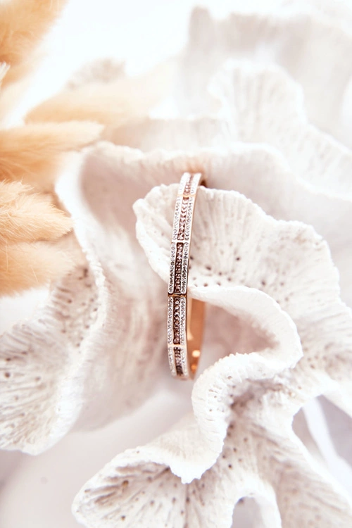 Damska Bransoleta Stalowa Z Cyrkoniami Różowe Złoto Klar