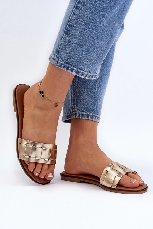 Damskie Klasyczne Klapki Na Płaskim Obcasie Złote Namrita