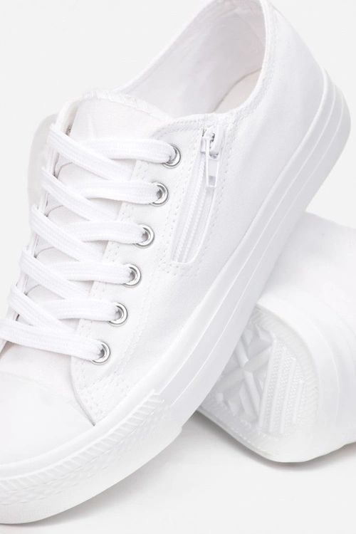 Damskie Trampki Z Suwakiem Białe Malani