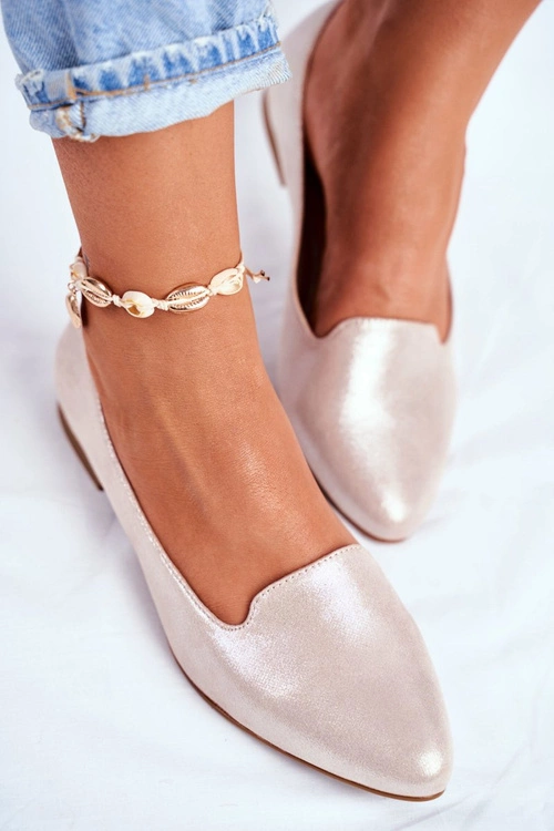 Baleriny Damskie Sergio Leone Beżowo Złote BL610