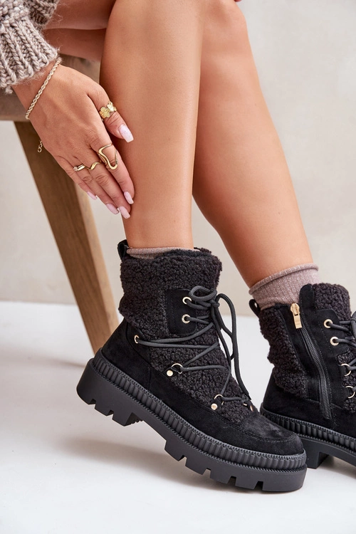 Botki Z Futerkiem Typu Baranek Czarne Merilana