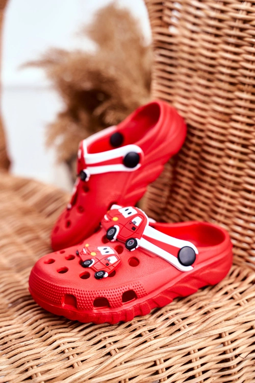 Klapki Dziecięce Piankowe Kroksy Czerwone Auta Bruno
