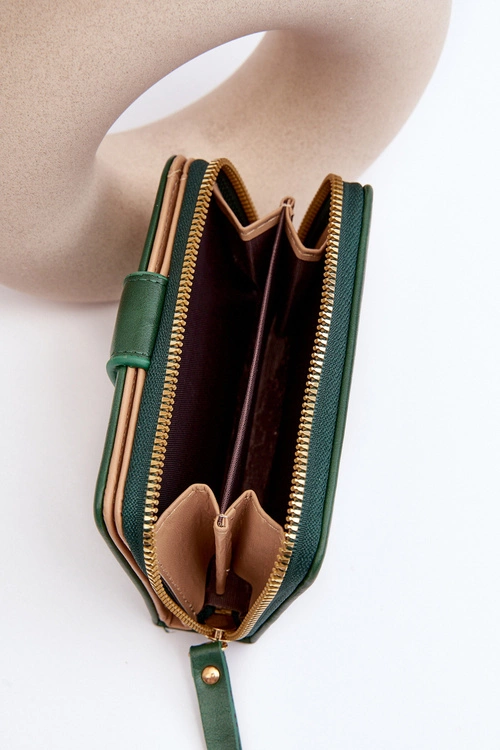 Damski Portfel Portmonetka Z Ekoskóry Ciemnozielony Risuna