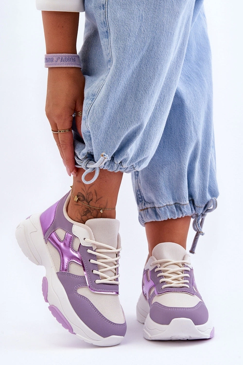 Damskie Sneakersy Sznurowane Fioletowe Cortes