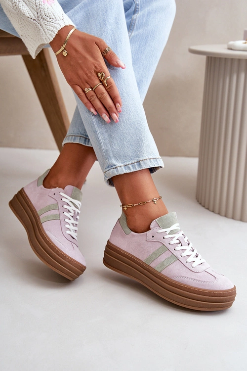 Zazoo N1068S4 Damskie Zamszowe Sneakersy Na Platformie Fioletowe