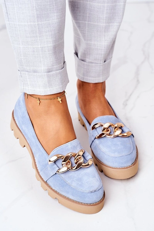 Zamszowe Mokasyny Lewski Shoes 3040 Błękitne