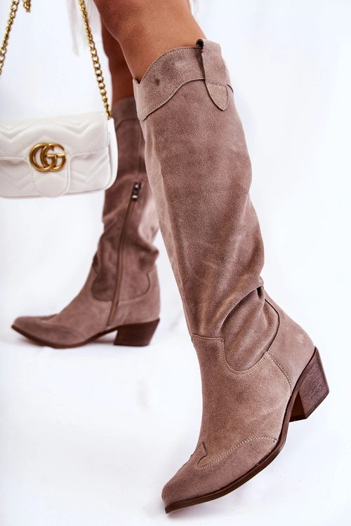 Damskie Kozaki Na Obcasie Lewski Shoes 3235 Cappucino