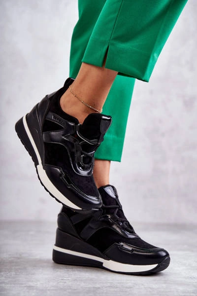 Sportowe Damskie Buty Sneakersy Czarne Colli