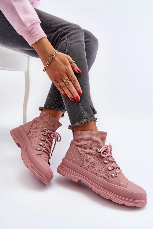Damskie Trampki Z Elastyczną Cholewką Różowe Kalyne