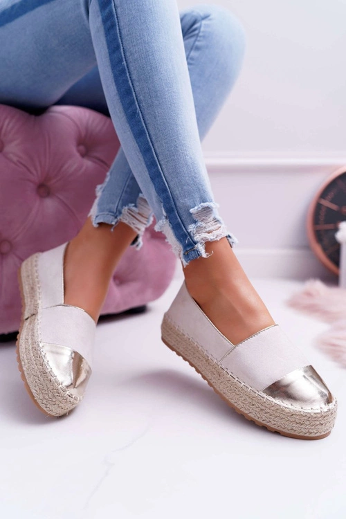 Espadryle Damskie Beżowe Platforma Ringer