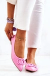 Skórzane Baleriny W Szpic Różowe Rachelle