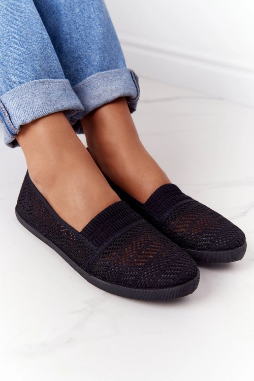 Ażurowe Wsuwane Tenisówki Slip-On Czarne Chillout