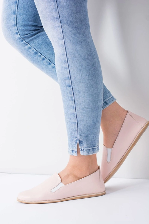 Różowe Pastelowe Baleriny Damskie Skóra Fresca