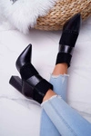 Botki Damskie Na Obcasie Z Nitami W Szpic RB21P Czarne Yango