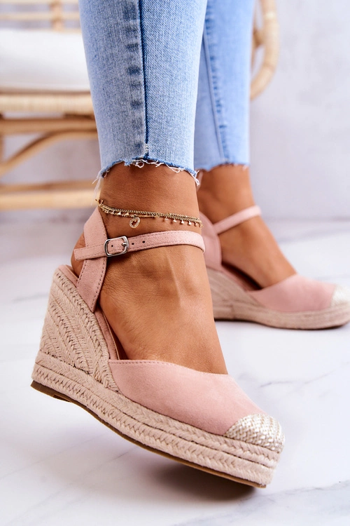 Damskie Espadryle Na Plecionej Platformie Różowe Canillo