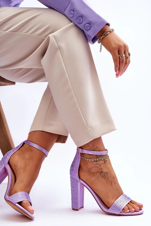 Damskie Sandały Na Obcasie Z Cyrkoniami Fioletowe Idealistic