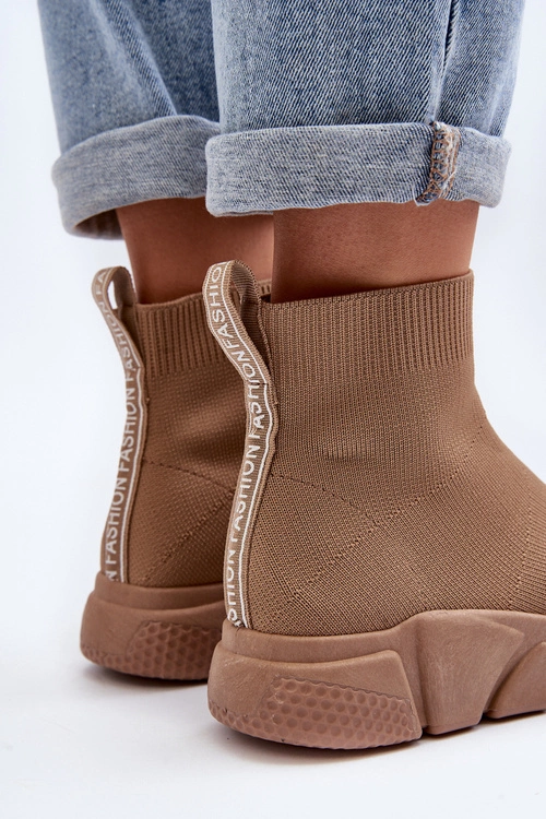 Damskie Buty Sportowe Ze Skarpetą Beżowe Zirila