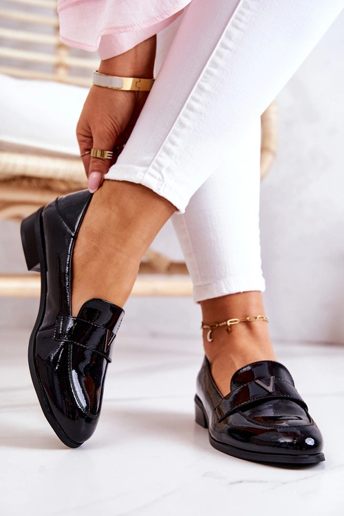 Lakierowane Skórzane Półbuty Czarne Sherilyn