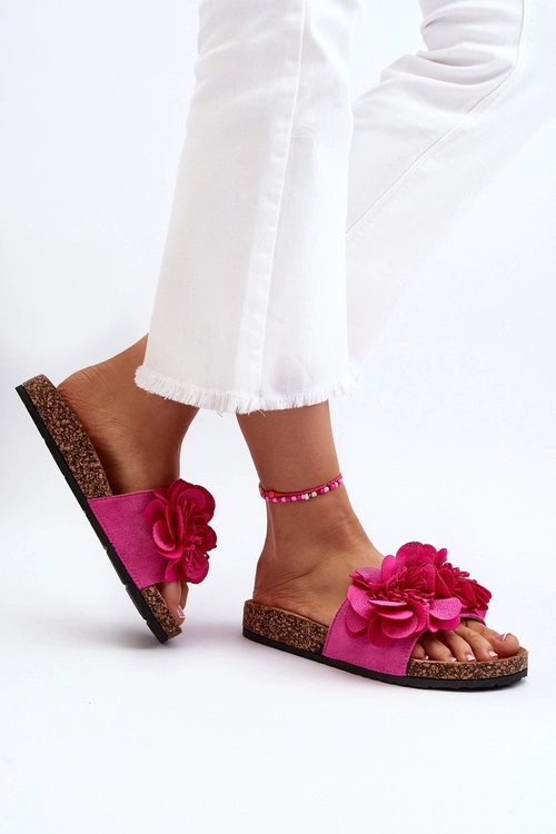 Damskie Klapki Z Kwiatami Fuksja Lulania