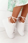 Sportowe Buty Sneakersy Na Platformie Biało-Złote Shine Bright