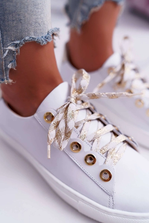 Damskie Trampki Skórzane Białe Viss