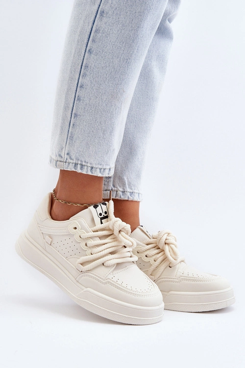 Damskie Sneakersy Eko Skórzane Beżowe Avanalis