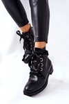 Botki Z Ozdobnym Wiązaniem Czarne Tayah