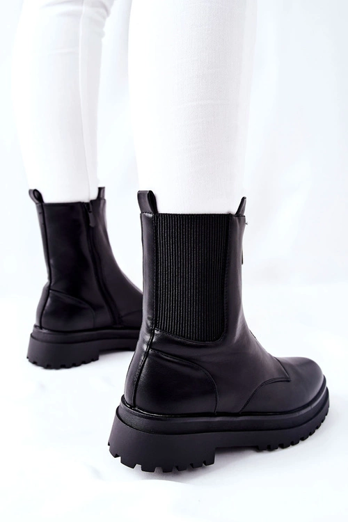 Damskie Ciepłe Botki Czarne Assuh