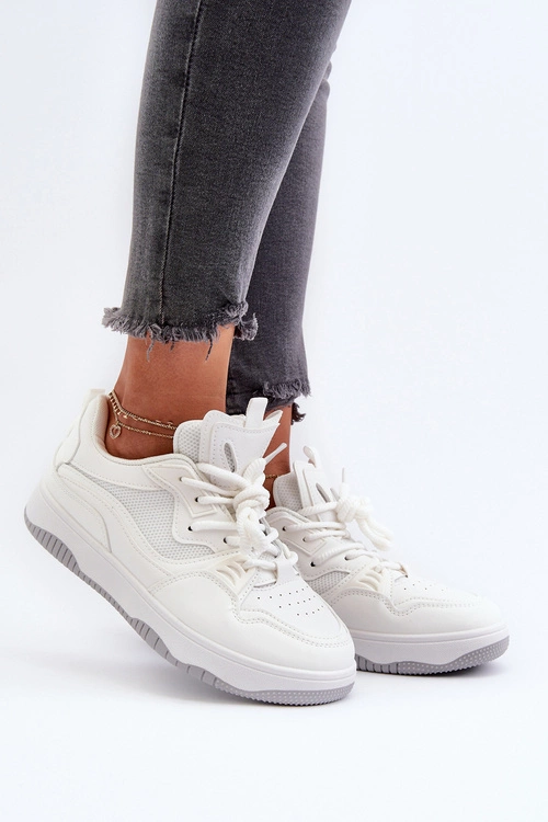 Sneakersy Damskie Na Platformie Białe Etnaria