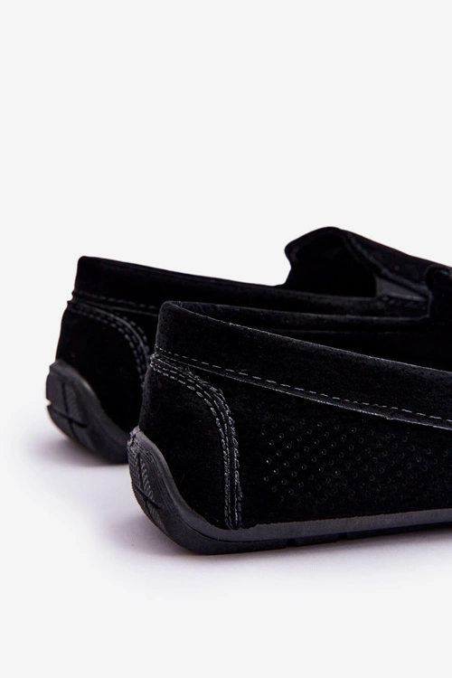 Męskie Klasyczne Zamszowe Mokasyny Czarne Felixo