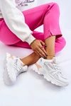 Modne Damskie Sneakersy Na Platformie Biało-Różowe Biko
