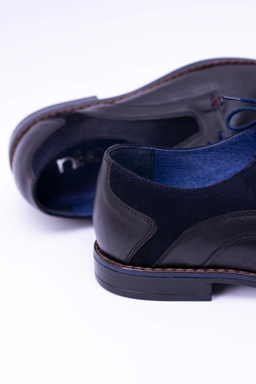 Nikopol Czarne Skórzane Męskie Półbuty Zinedine