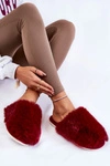 Damskie Futrzane Papcie Bordowe Sheryl
