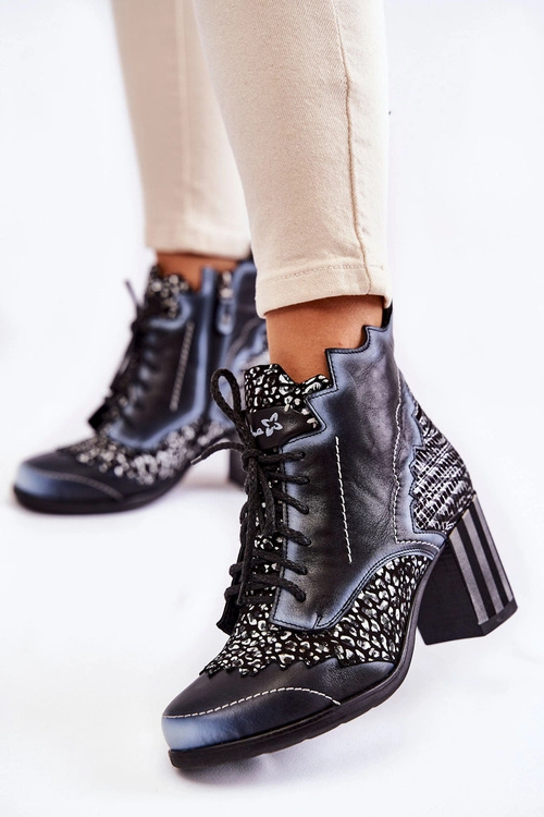 Botki Damskie Skórzane Trzewiki Maciejka Czarne 03190-20