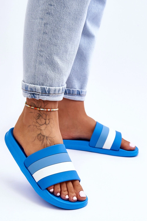Damskie Klapki W Paski Niebieskie Vision