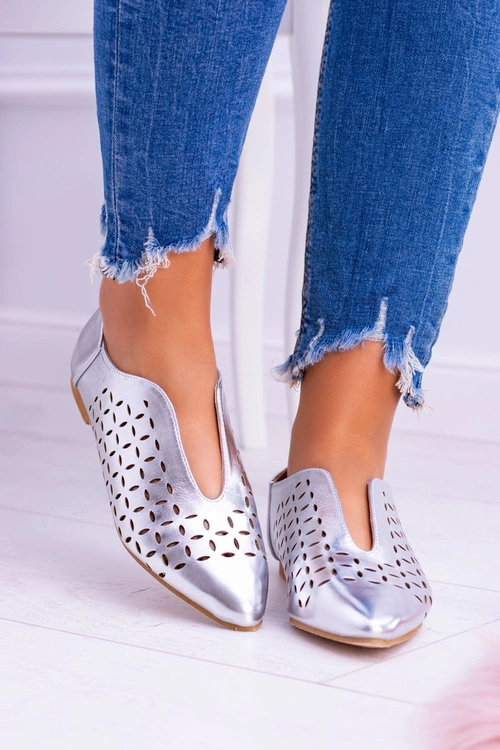 Lu Boo Srebrne Damskie Wsuwane Półbuty Synthia